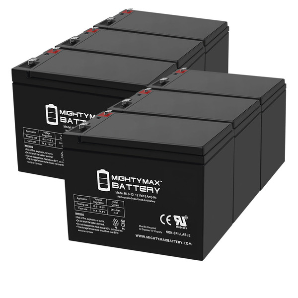 Mighty Max Battery 12V 8Ah Battery Replaces Potter PFC-6200 Fire Control Panel - 6 Pack ML8-12MP6111513391761